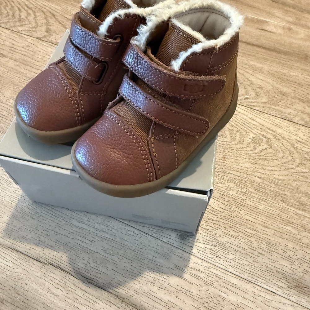 UGG Brown Kids Boots with Velcro Straps
